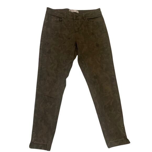 Zara Military Green Camouflage Skinny Jeans Size 6 Olive Utility - Picture 1 of 12